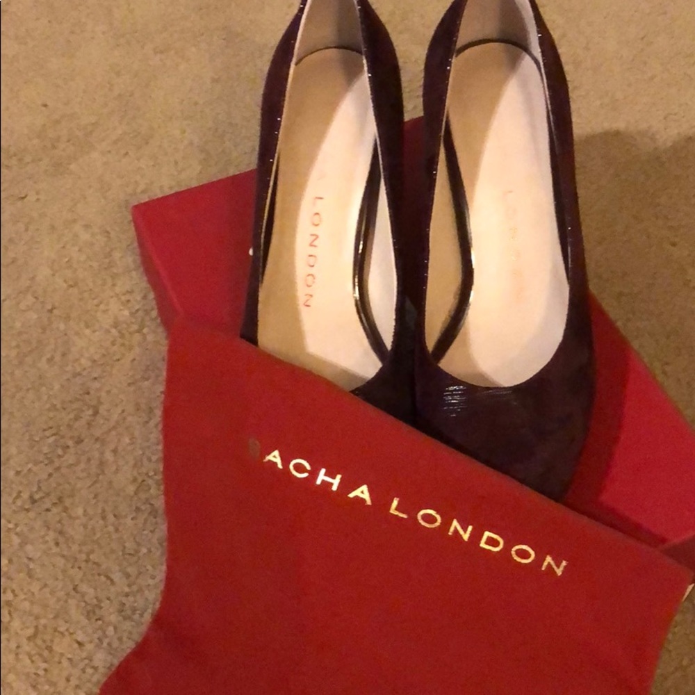 Burgundy heels chunky heel